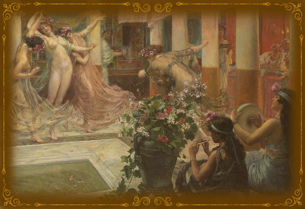 Georges Antoine Rochegrosse (1859-1938). Dancers and musicians in the atrium